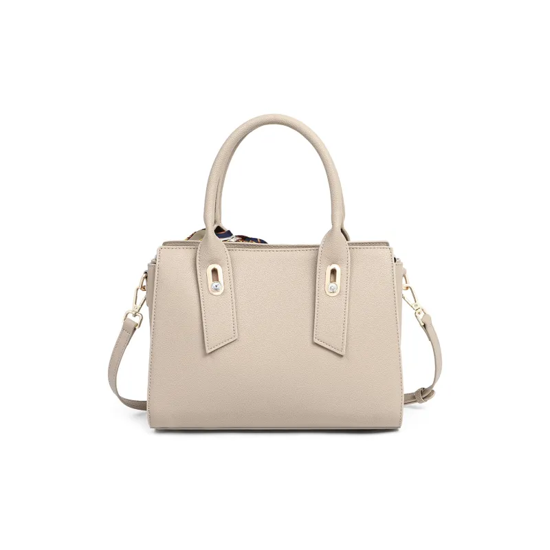 PT'SON Cow Leather One Shoulder Handbag Large Size Women's Creamy Apricot-4
