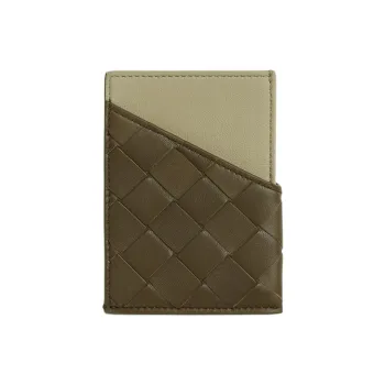 Bottega Veneta Lambskin Card Holder Men's Mustard Yellow & Travertine
