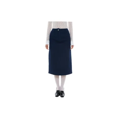 TAXIPHONE Denim Long Skirts Women's Dark Blue