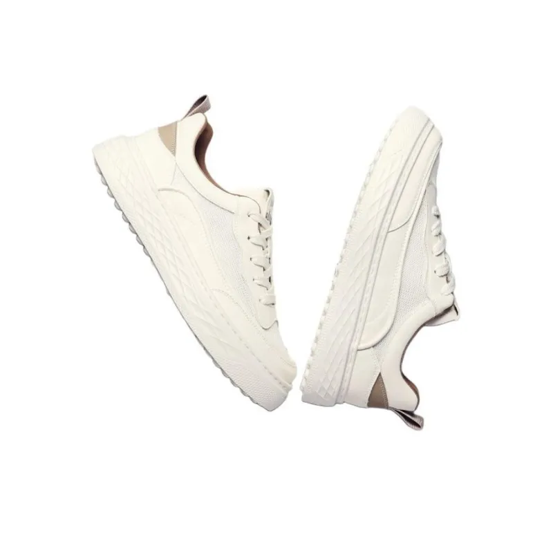 JANE HARLOW Lightweight And Breathable Low-Top Skateboard Shoes Men's White Apricot-3
