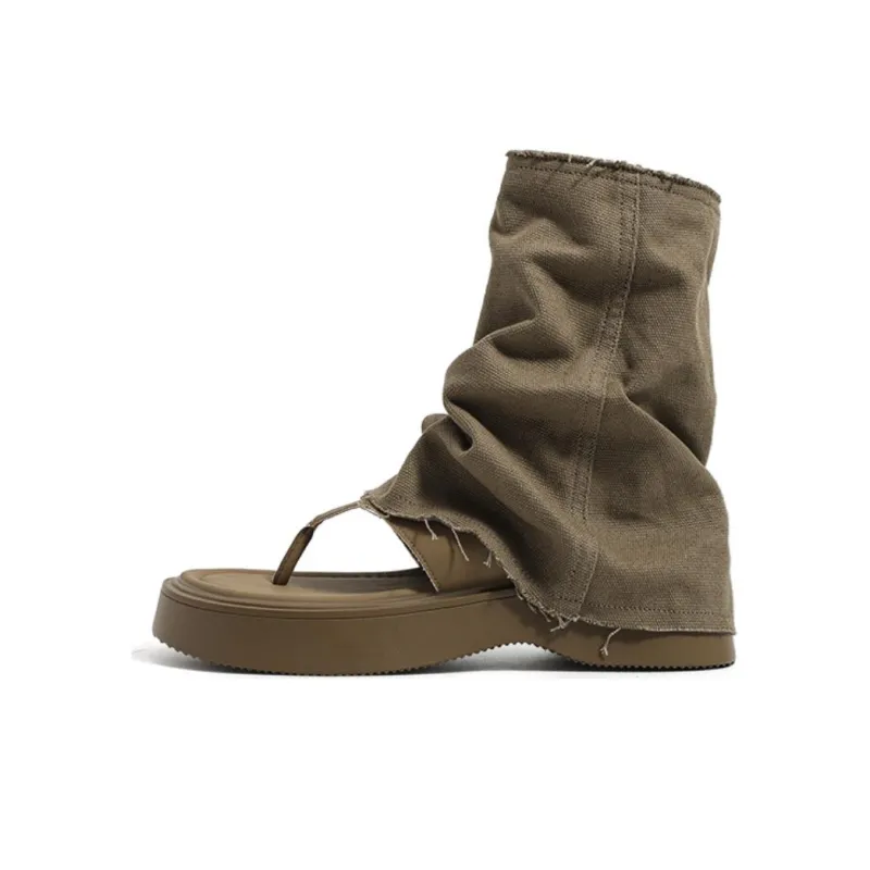 HUANQIU Beach Sandals Women's Khaki-0
