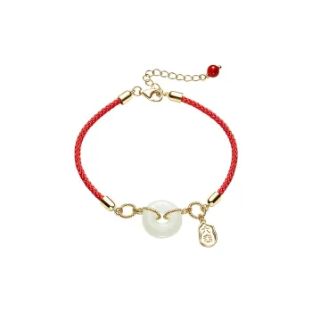Liuzhen Hall 925 Sterling Silver Hetian Jade Bracelets Women's Pale Greenish-White Jade
