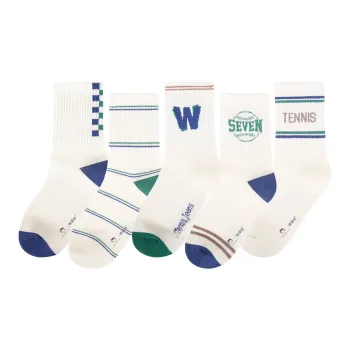 H-YXIANG Mid-Calf Socks Unisex 5 Pack Mixed Color