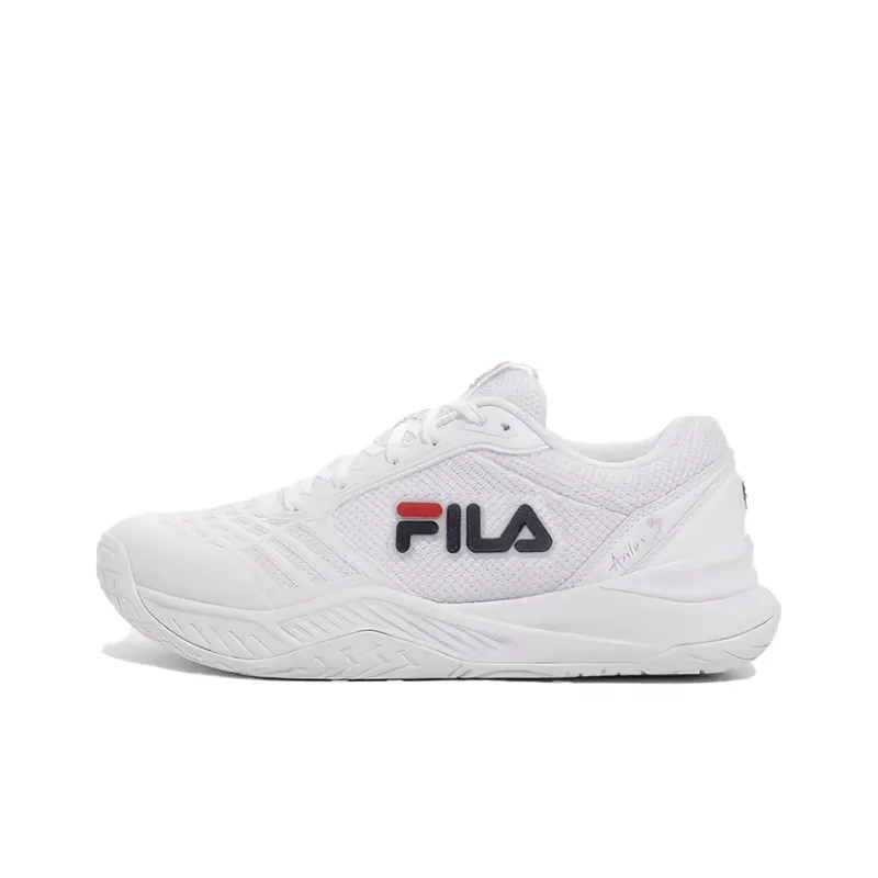 FILA Durable Breathable Low Top Tennis Shoes Unisex White Black-0