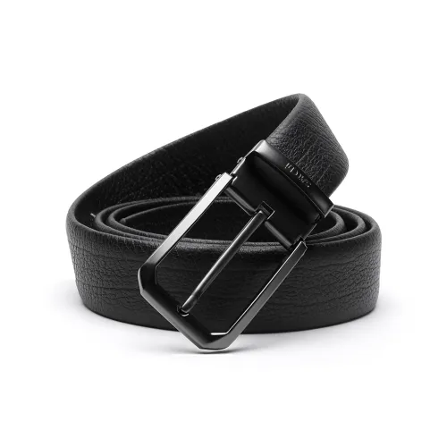 Satchi Sanduo Pin Buckle Belt Minimalist Style Fashion Top Grain Cow Leather Alloy Buckle Belt Men's Black Width 3.35cm