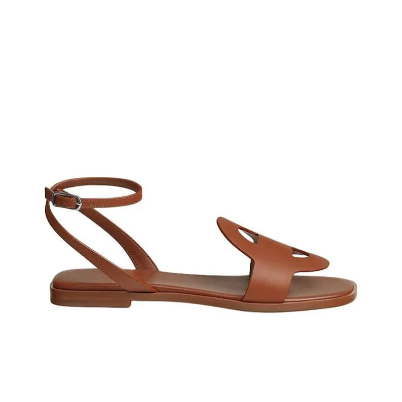 HERMES One Strap Sandals Women's Brown-1