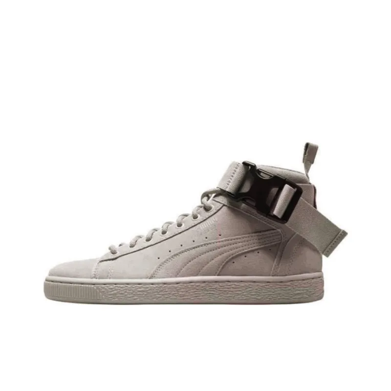 PUMA Suede Anti Slip Wear Resistant Mid Top Skateboard Shoes Unisex Gray-0