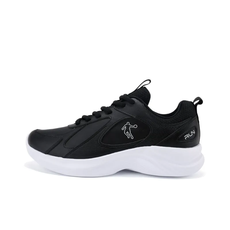 QIAODAN Anti Slip Wear Resistant Low Top Casual Running Shoes Men's Black White-0