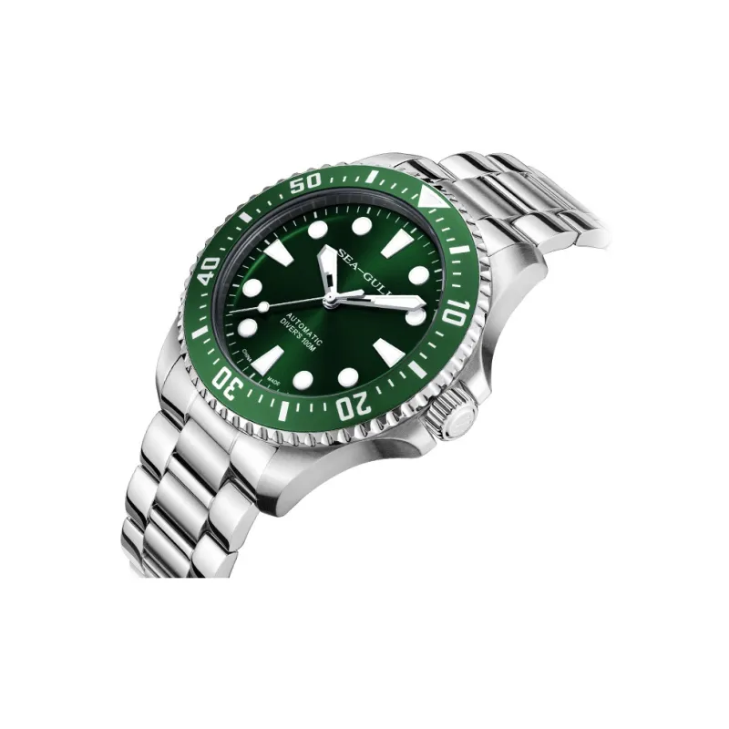 Sea Gull Ocean Series Automatic Mechanical Movement Steel Strap Watch Men's Watches Green Dial-2