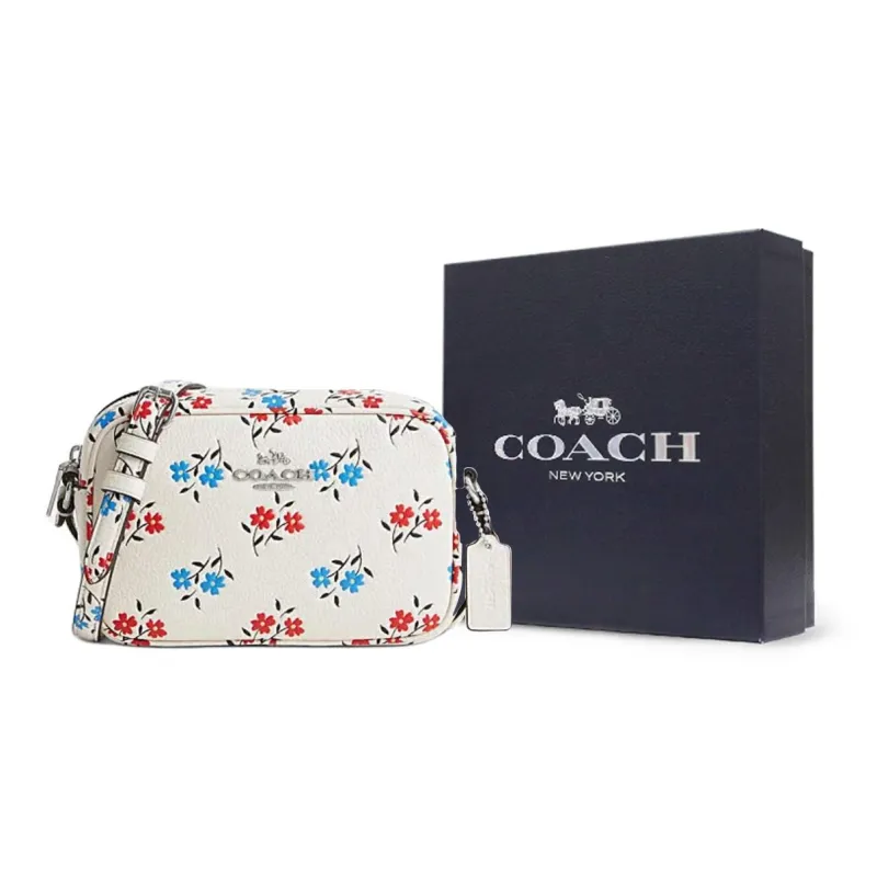COACH Jamie Canvas With Leather Camera Bag Shoulder Bag Crossbody Bag Small Size Women's White Lime Multicolor-6