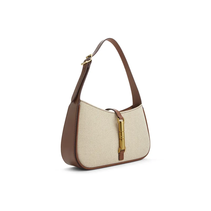 CHARLES&KEITH Fabric Shoulder Bag Medium Size Women's Chocolate-2