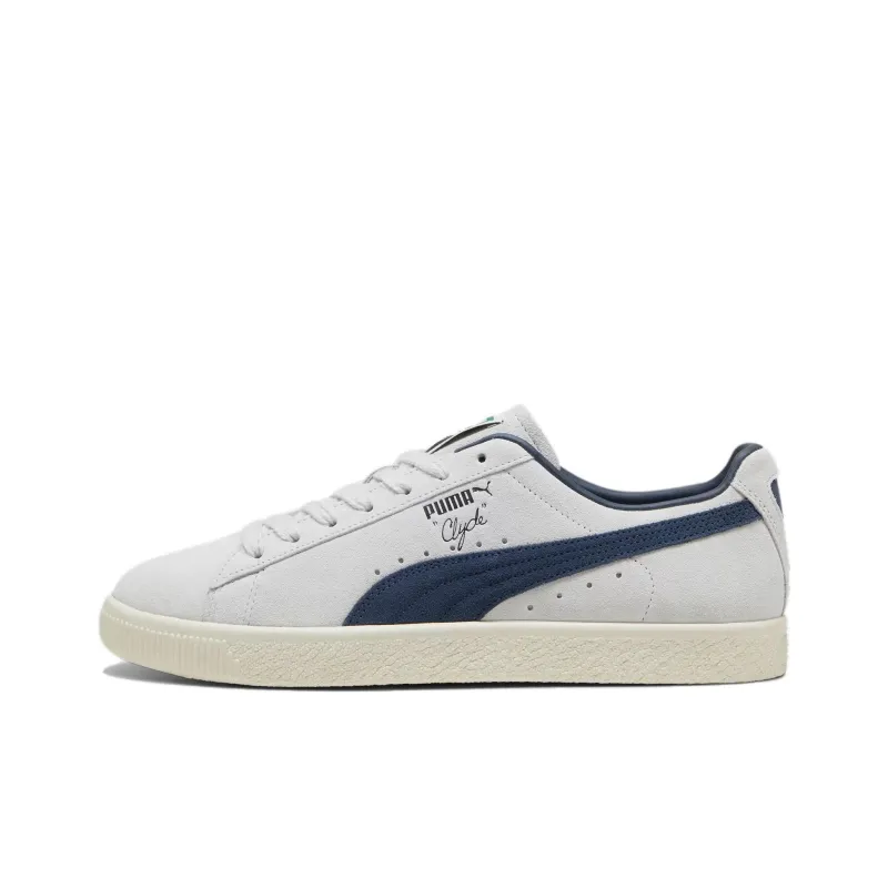PUMA Clyde OG Anti Slip Wear Resistant Low Top Skateboard Shoes Unisex White Blue-0