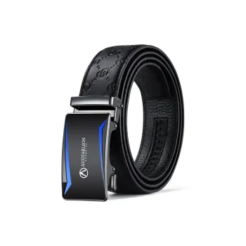 AUGTARLION Youth Business Casual Dress Pants Belt Cow Leather Automatic Buckle Belt Men's Gunmetal Width  3.5cm