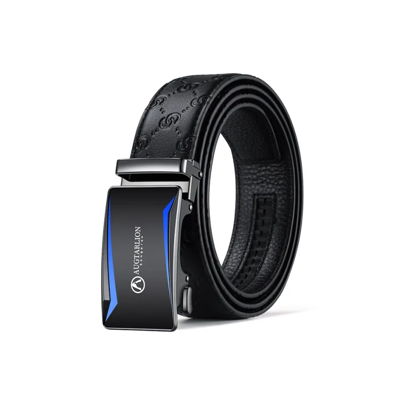 AUGTARLION Youth Business Casual Dress Pants Belt Cow Leather Automatic Buckle Belt Men's Gunmetal Width  3.5cm-0