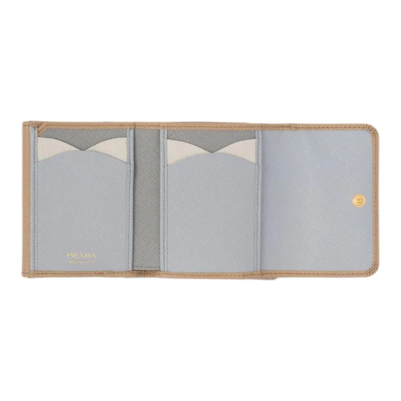 PRADA Saffiano Leather Wallet Mini Women's Sand Multicolor Blue-3