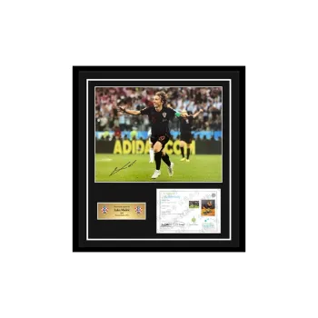 Three For Luka Modrić Croatia Team Ballon D'or Signed Photo With EM Certificate Framed And Matted