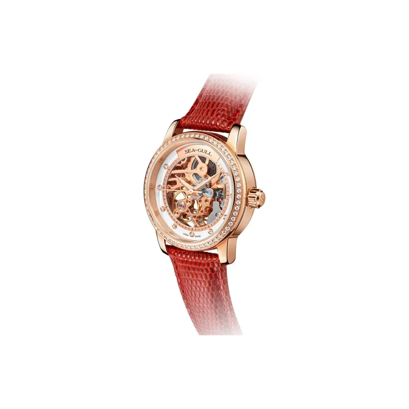 Sea Gull Frontier Automatic Mechanical Movement Genuine Leather Strap Watch Women's Watch Cut Out Dial-1