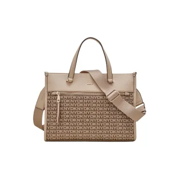 DKNY Imitation Leather Tote Bag Shopping Bag Shoulder Bag Crossbody Bag Handbag Medium Size Women's Light Brown
