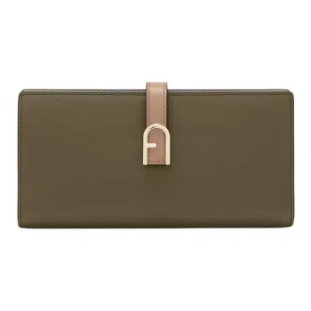 Furla Multicolor Calfskin Wallet Extra Large Women's Sage With Taupe Accents
