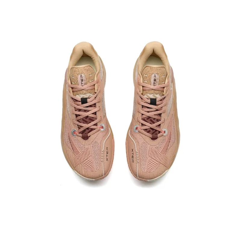 XTEP Magic Claws Wear Resistant Slip Resistant Low Top Basketball Shoes Men's Clay Pink/Vintage Red-5