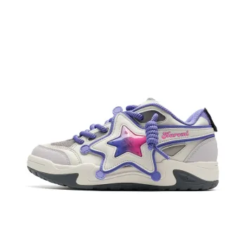 XTEP Sanrio Co branded Low Top Skateboard Shoes Women's Milk Tea White/Daylily Basket Purple