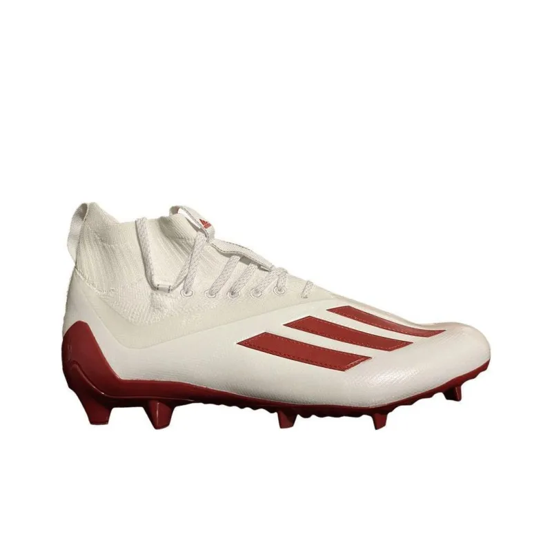 Adidas Adizero Primeknit Cleats FG Rubber Long Studs Cushioning Wear Resistant Soccer Shoes Men's Red White-1