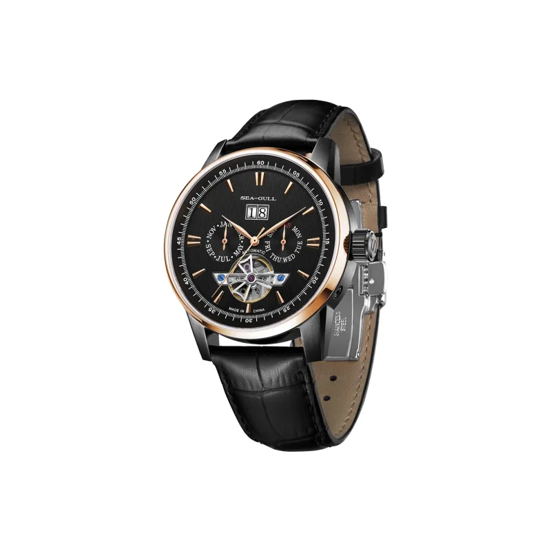 Sea Gull Masterpiece Collection Automatic Mechanical Movement Genuine Leather Strap Watch Men's Watches White Dial-17