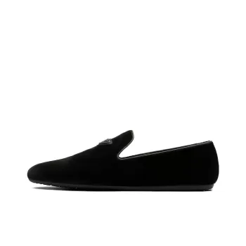 PRADA Triangle logo Velvet Loafers