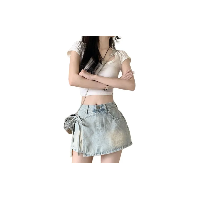 Shuhao Bai Denim Shorts Women's Blue-1