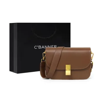 C°BANNER Split Cow Leather With Synthetic Leather Commute Underarm Shoulder Bag Regular Women's Coffee