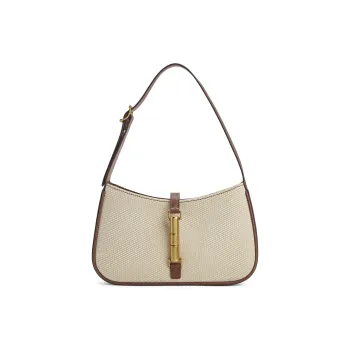 CHARLES&KEITH Fabric Shoulder Bag Medium Size Women's Chocolate