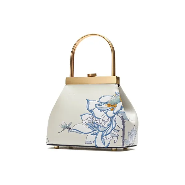 Ancient Yi Xi Cow Leather Vintage Handbag With Clasp Women's White-1
