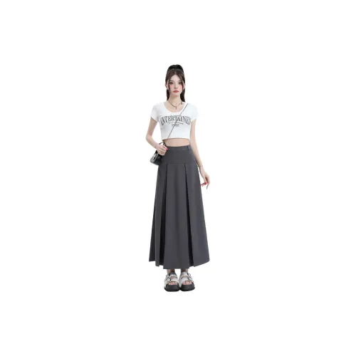 Jenna Chun Casual Long Skirts Women's Gray