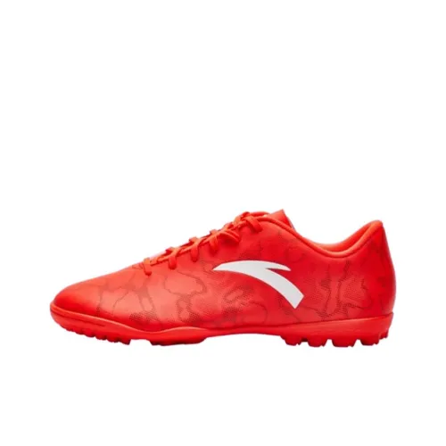 Anta TF Rubber Broken Studs Artificial Ground Wear-Resistant Soccer Shoes Men's Fluorescent Dark Red