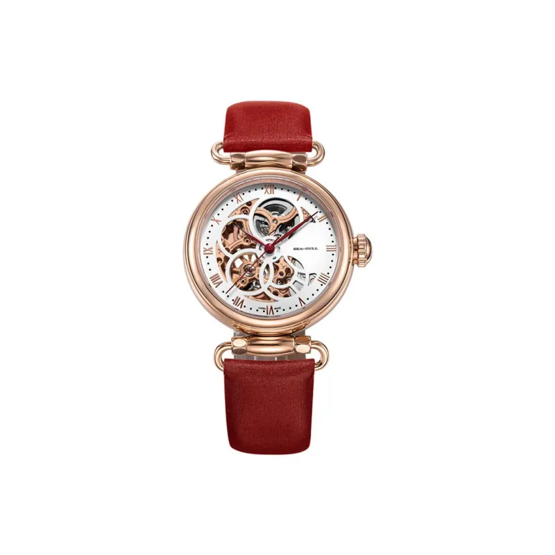 Sea Gull Edge Collection Automatic Mechanical Movement Spun Silk Strap Watch Women's Watch Cut Out Dial-1