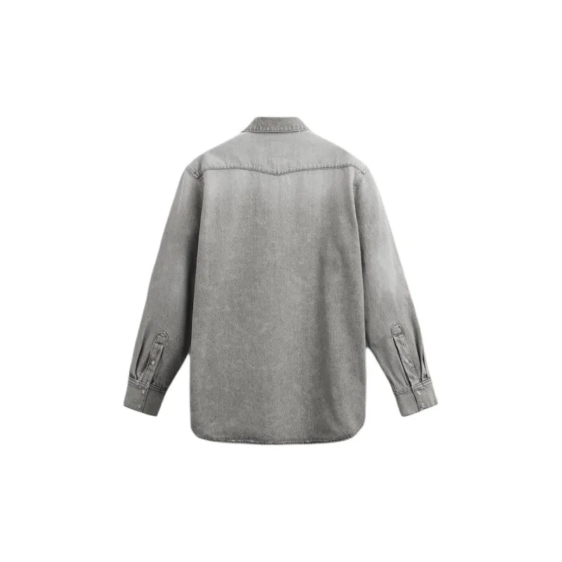 ZARA Denim Jackets Men Gray-1