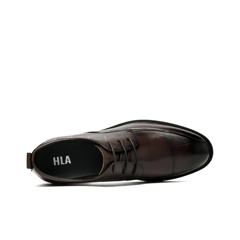 HLA Classic Genuine Leather Dress Shoes Business Pointed Toe Wedding Derby Shoes Men's-10