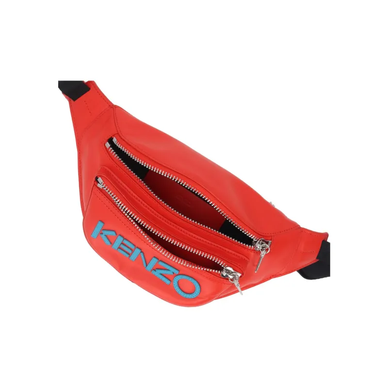 KENZO Leather With Cotton Fanny Pack Unisex Red & Blue-6