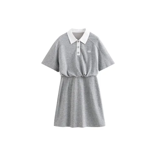 Initial language Short-Sleeved Dresses Women's Heather Gray