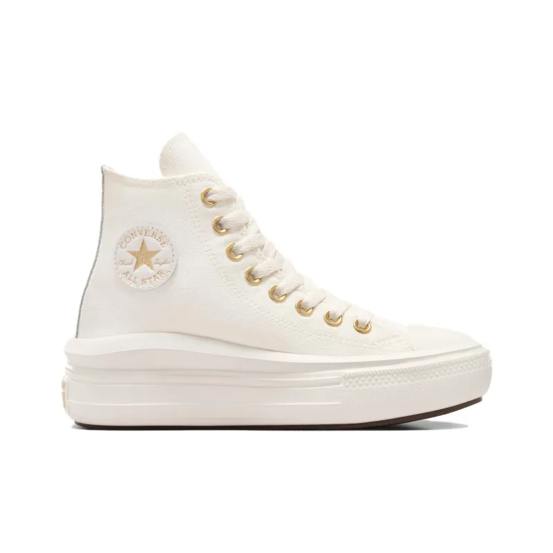 Chuck Taylor All Star Converse Move Platform High GS 'Tonal Canvas - Egret Metallic Light Gold'-1
