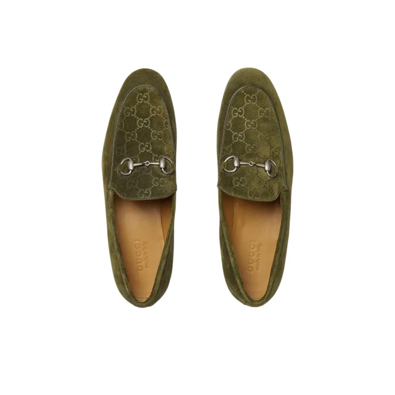 GUCCI Horsebit Loafer 'Dark Green Suede'-8