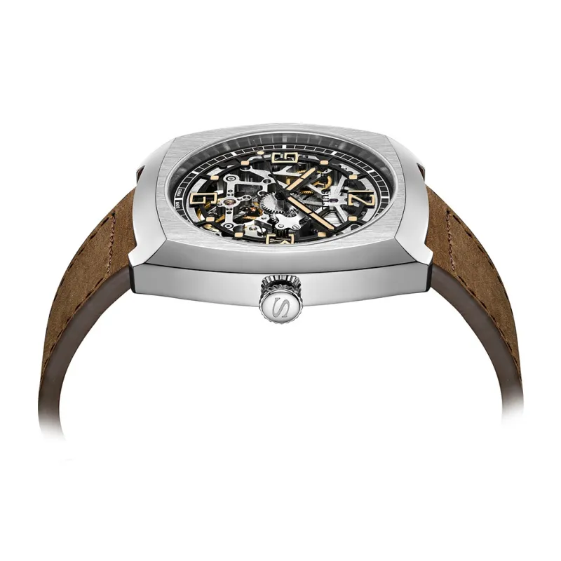 Sea Gull Edge Collection Automatic Mechanical Movement Genuine Leather Strap Watch Men's Watches Cut Out Dial-1