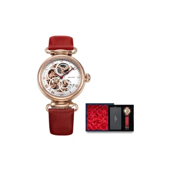 Sea Gull Edge Collection Automatic Mechanical Movement Spun Silk Strap Watch Women's Watch Cut Out Dial