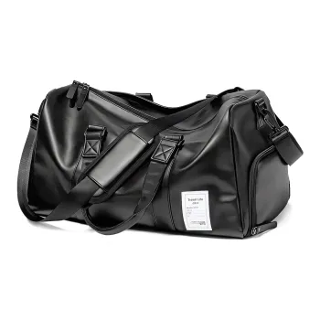 Fillove PU Wet/Dry Separation Handbag Crossbody Bag Short Trip Travel Bag Luggage Bag Regular Unisex Black