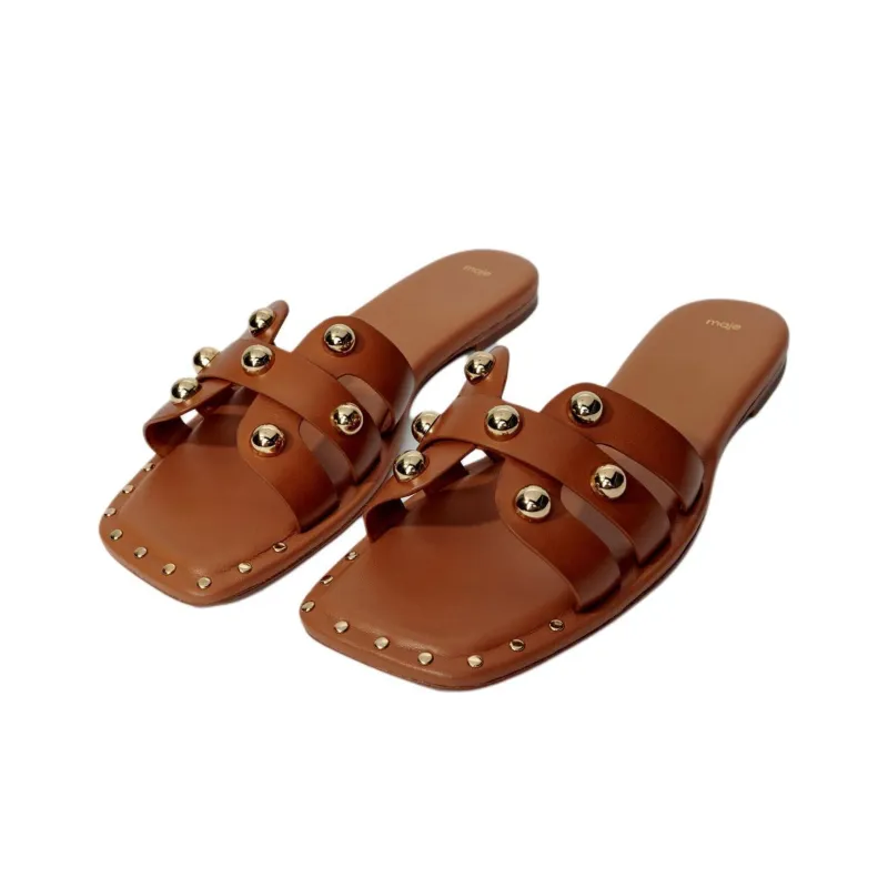 Maje Slide Slippers Women's Brown-3