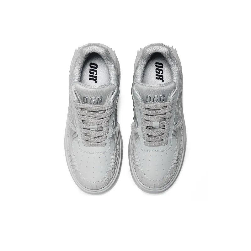 OGR Dragon Scales Model Low Top Skateboard Shoes Unisex Dragon Star Silver Box Included-4