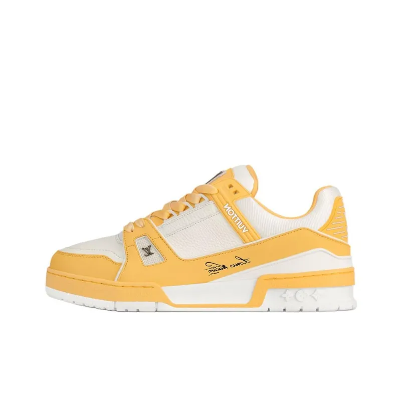 LOUIS VUITTON Trainer Low Top Skateboard Shoes Women's Yellow White-0