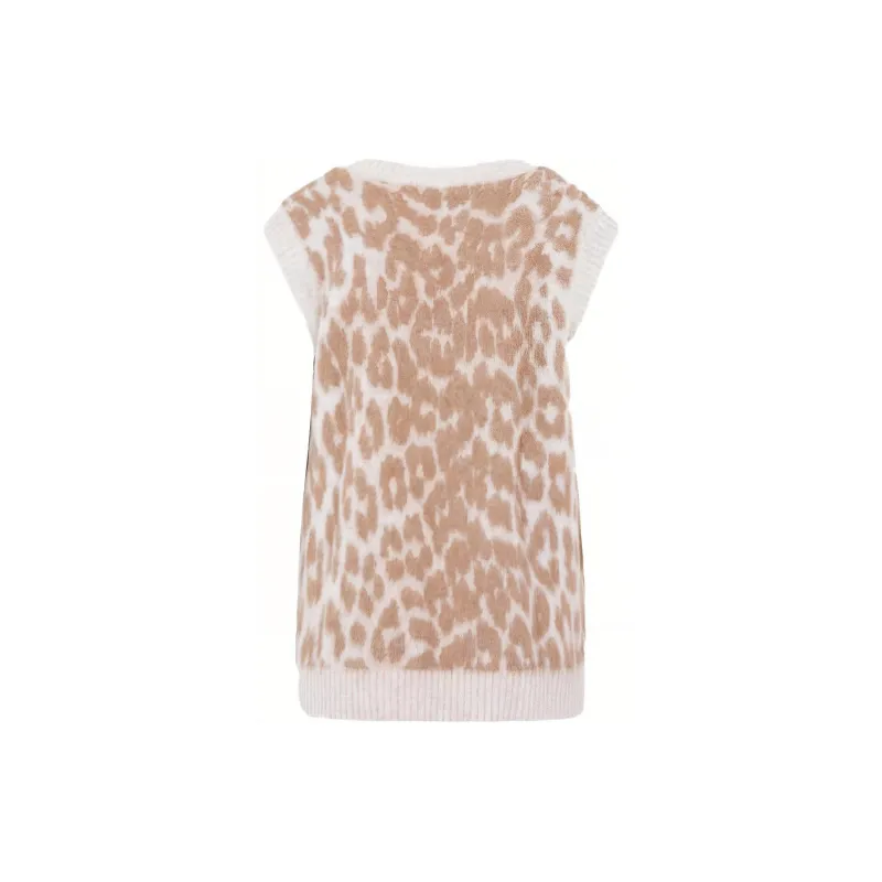 GANNI Leopard Jacquard Knitted Vest-1