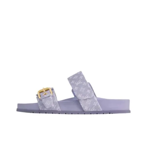 LOUIS VUITTON Bom Dia Rubber Sole Slip Resistant Slide Slippers Women's Purple