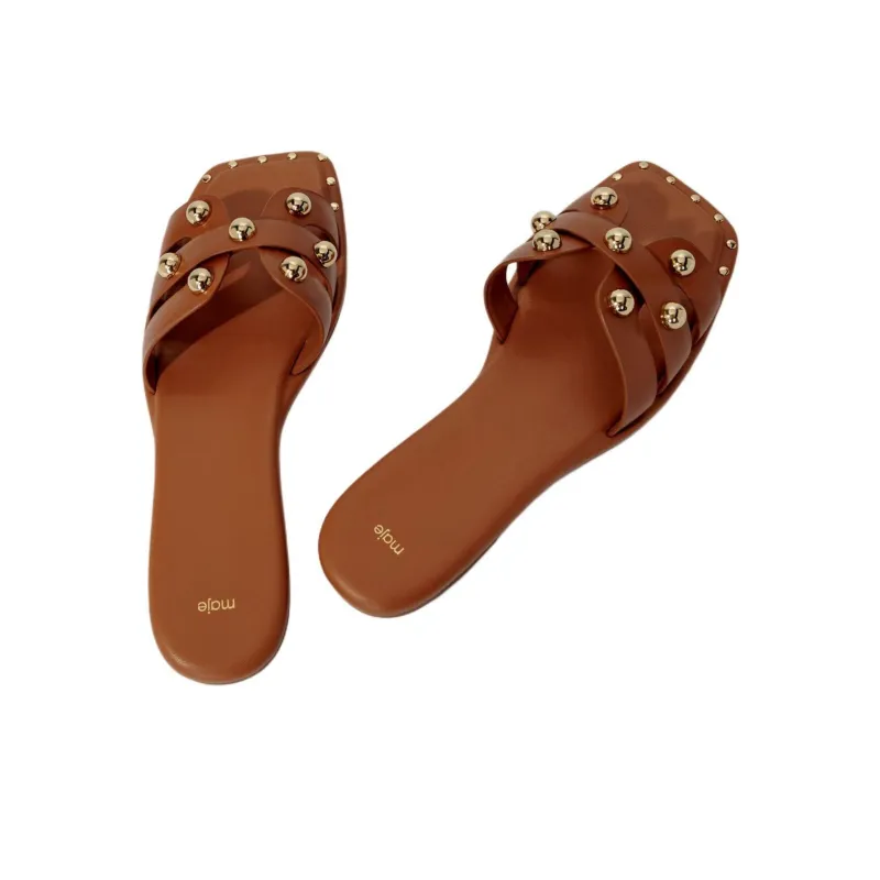 Maje Slide Slippers Women's Brown-2